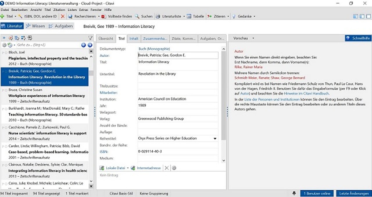 Literaturverwaltung Citavi Kommunikations, Informations und